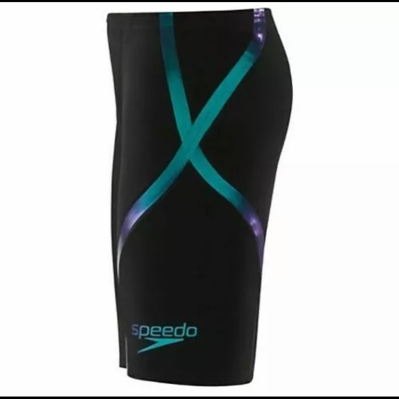 🆕 Speedo Fastskin NWOT Racer Regular Waist Jammer – Black/Blue – Mens 28. #0153 - Picture 2 of 11